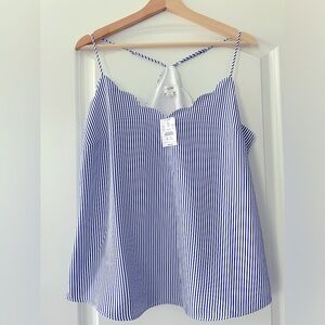J. Crew Factory Blue/white scalloped tank.